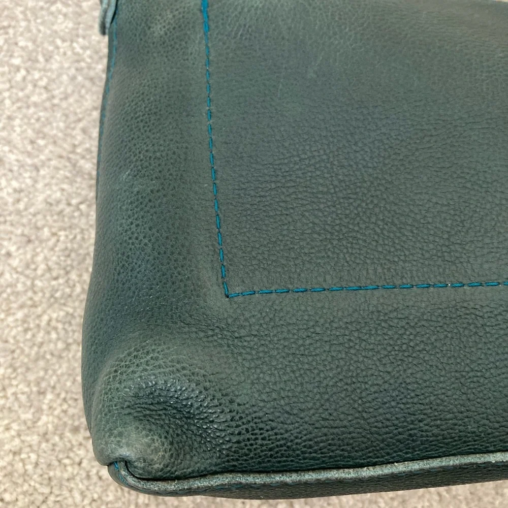 Portland Leather PLG Poppy Lagoon Teal Green Pebbled Leather Crossbody Bag Purse
